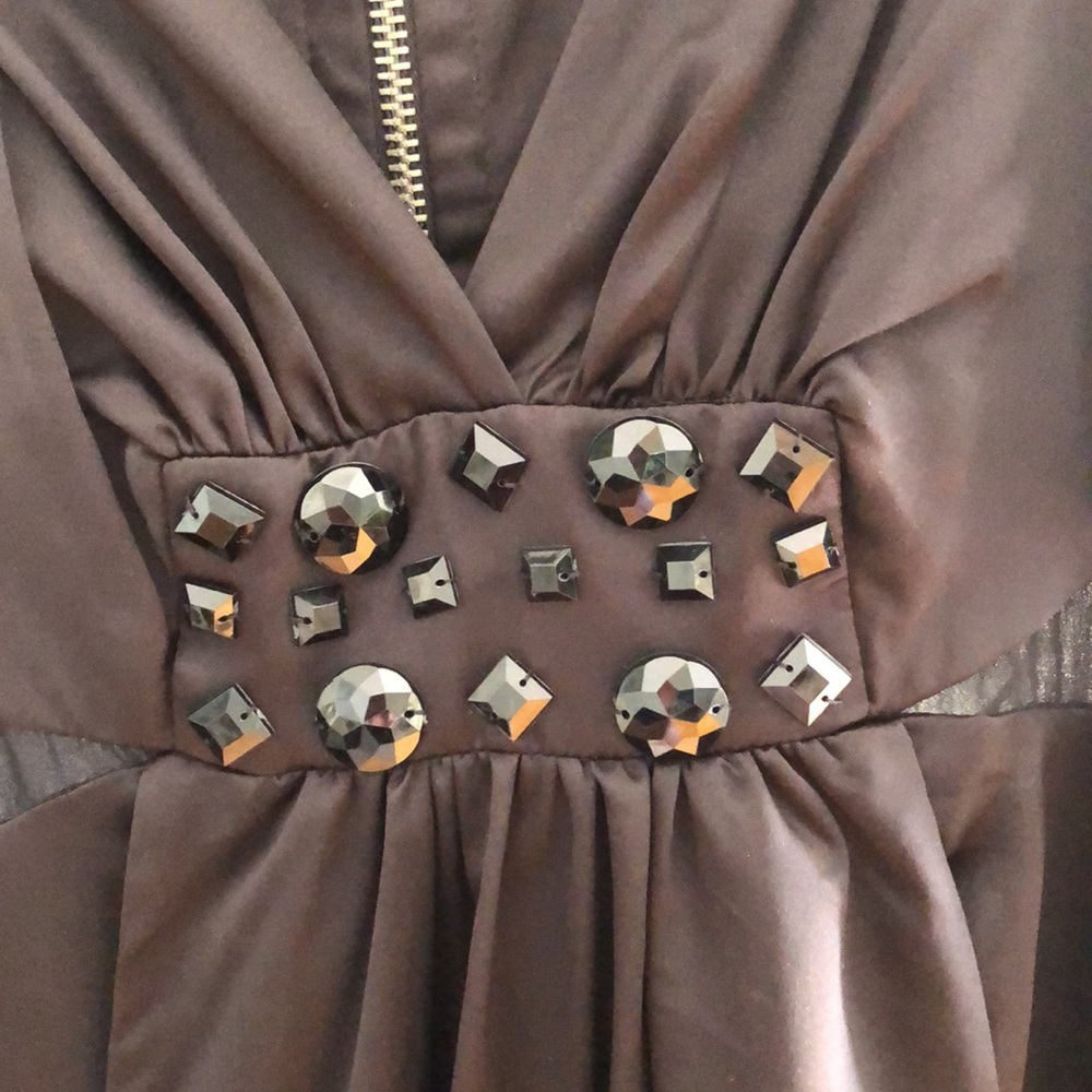 Bcbgeneration Black Silk Rhinestone Embellished D… - image 3